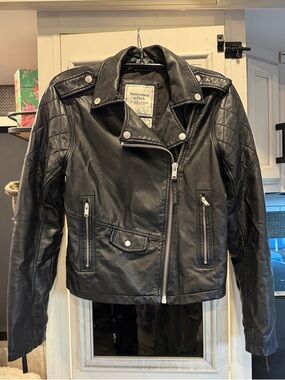 Abercrombie & Fitch Y2K Black Quilted vegan Leather Moto whimsigoth jacket S